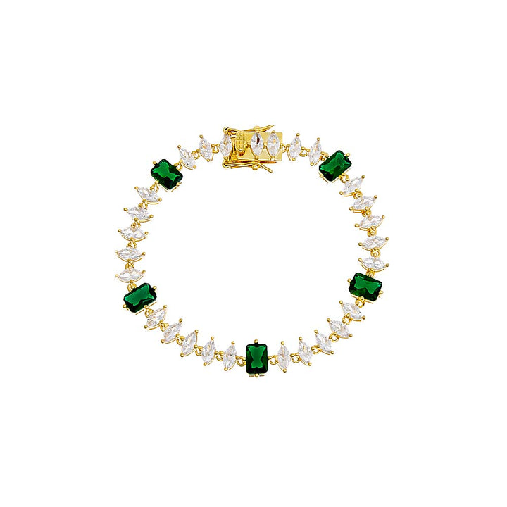 Emerald Green Colored Baguette X Marquise Tennis Bracelet - Adina Eden's Jewels