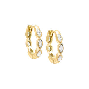 Gold / Pair Colored Marquise Bezel Huggie Earring - Adina Eden's Jewels