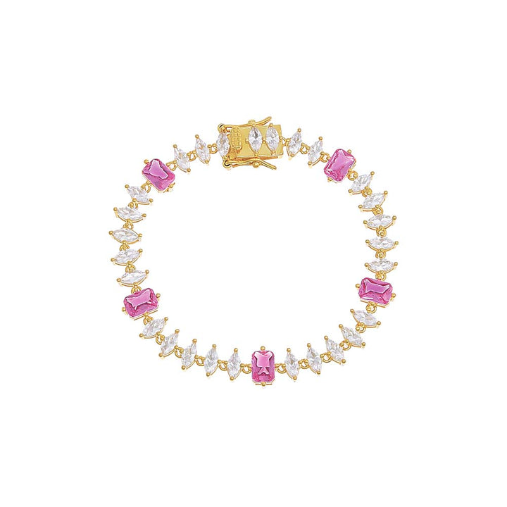 Sapphire Pink Colored Baguette X Marquise Tennis Bracelet - Adina Eden's Jewels