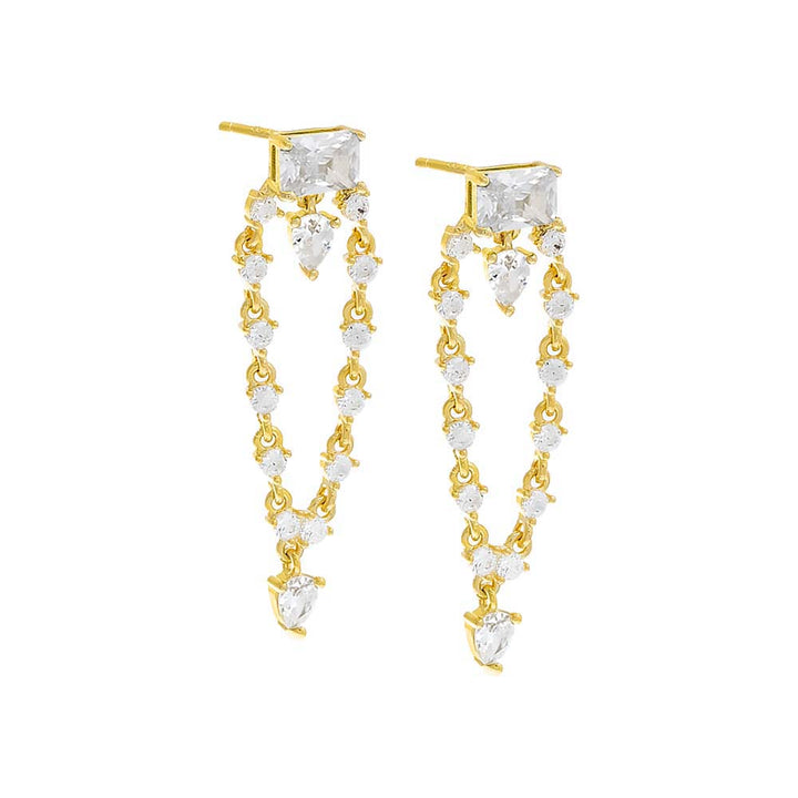 Gold / Pair Colored Multi Shape Drop Stud Earring - Adina Eden's Jewels