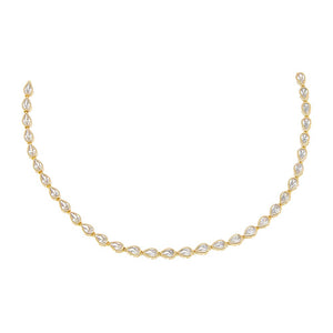 Gold / Pear Colored Teardrop Bezel Tennis Necklace - Adina Eden's Jewels