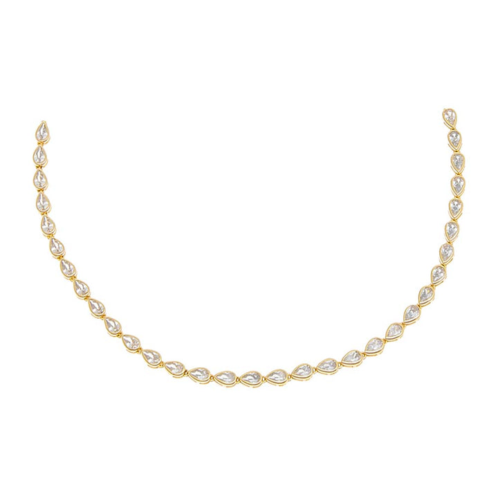 Gold / Pear Colored Teardrop Bezel Tennis Necklace - Adina Eden's Jewels