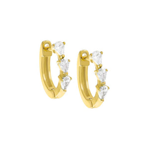 Gold Colored Mini Teardrops Huggie Earring - Adina Eden's Jewels