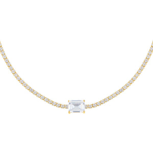 Gold CZ Colored Baguette Tennis Choker - Adina Eden's Jewels