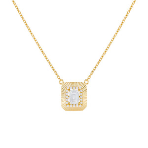 Gold CZ Illusion Baguette Ridged Necklace - Adina Eden's Jewels