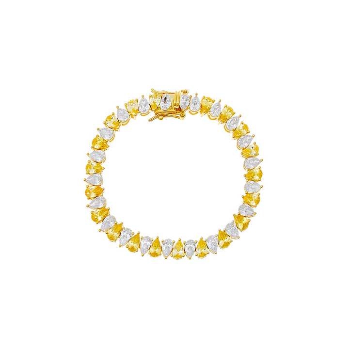  Colored Wide Pear Shaped Tennis Bracelet - Adina Eden's Jewels