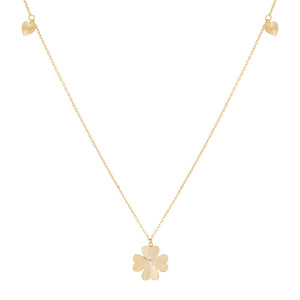 Gold CZ Triple Clover Long Station Necklace - Adina Eden's Jewels
