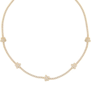 Gold Pavé Flower Tennis Choker - Adina Eden's Jewels