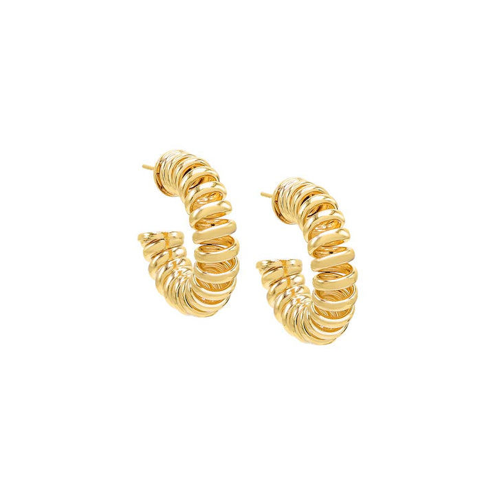 Gold / 30MM Bubble Ridged Hoop Earring - Adina Eden's Jewels
