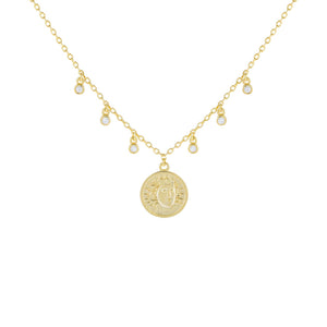 Gold CZ Bezel Coin Necklace - Adina Eden's Jewels