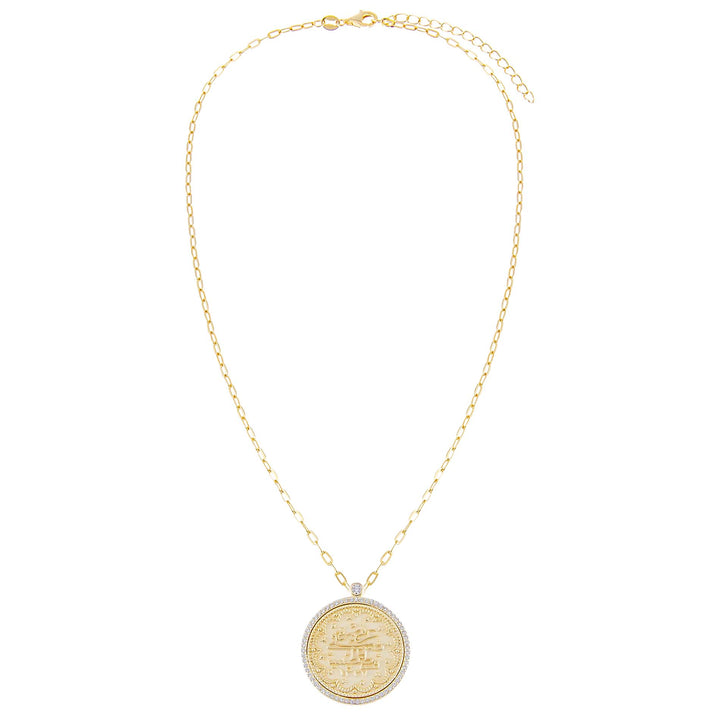  Large Pavé Coin Link Necklace - Adina Eden's Jewels