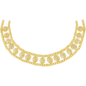 Gold Double Chain Coin Choker - Adina Eden's Jewels