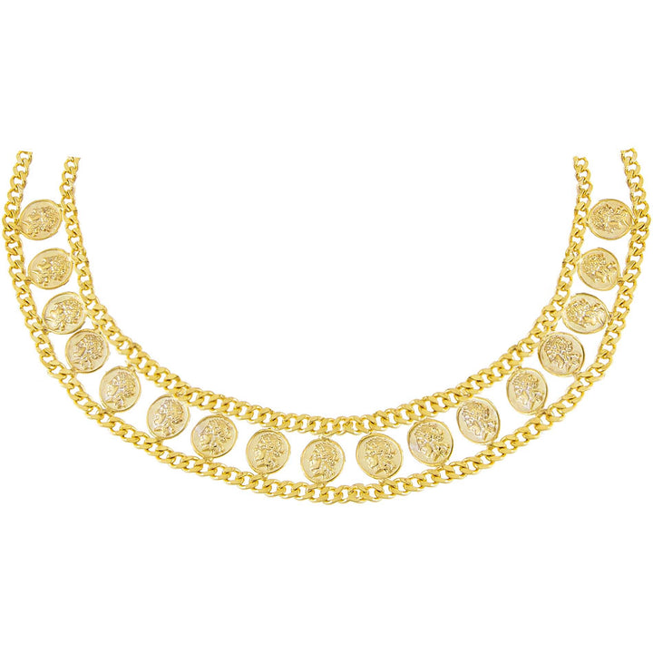 Gold Double Chain Coin Choker - Adina Eden's Jewels