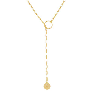 Gold Vintage Coin Toggle Link Lariat - Adina Eden's Jewels