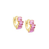 Sapphire Pink Colored Mini Scattered Baguette Huggie Earring - Adina Eden's Jewels