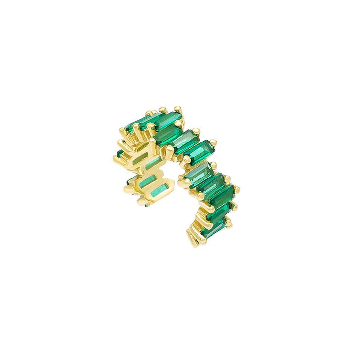 Emerald Green Scattered Baguette Ear Cuff - Adina Eden's Jewels