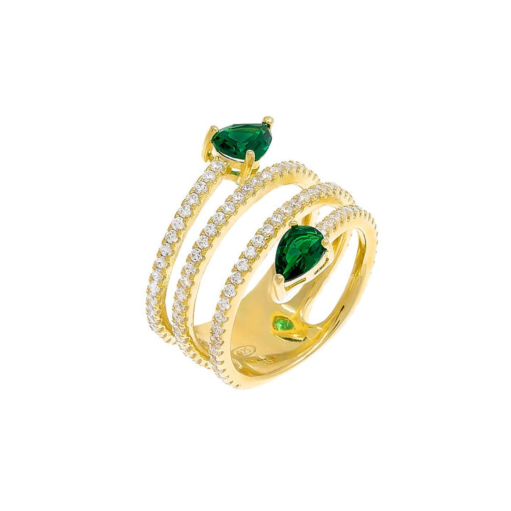 Emerald Green / 7 Colored Teardrop Multi Wrap Ring - Adina Eden's Jewels
