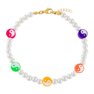Multi-Color Yin & Yang Pearl Anklet - Adina Eden's Jewels