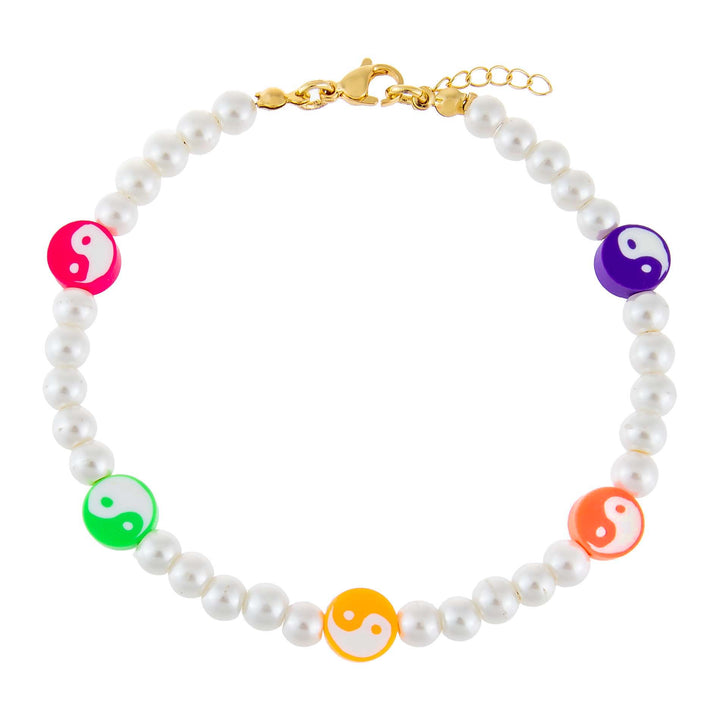 Multi-Color Yin & Yang Pearl Anklet - Adina Eden's Jewels