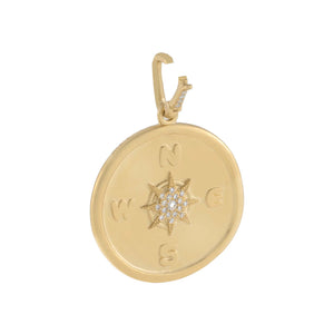  Diamond Compass Coin Charm 14K - Adina Eden's Jewels