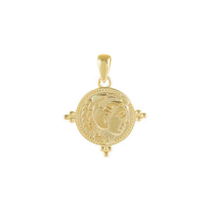 Gold Beaded Coin Charm - Adina Eden's Jewels