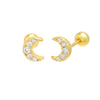 Gold Pavé Crescent Moon Threaded Ball Stud Earring - Adina Eden's Jewels