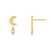 Gold CZ Teardrop Moon Stud Earring - Adina Eden's Jewels