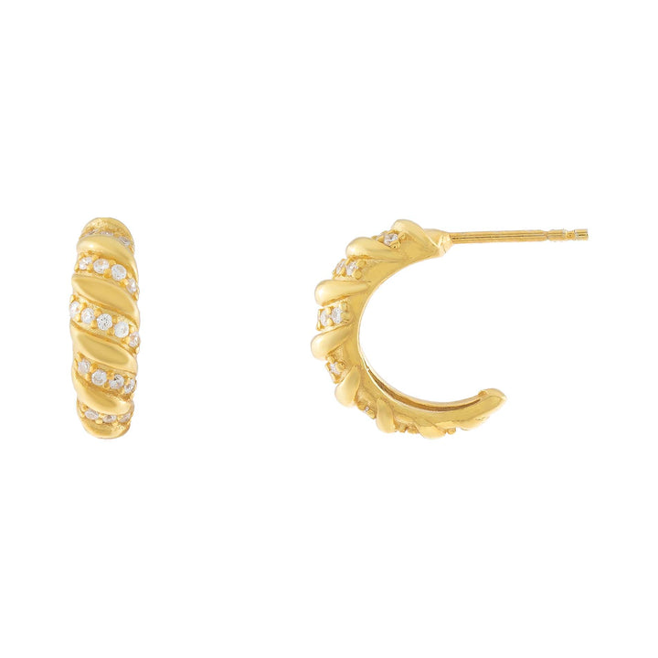 Gold Thin Pavé Braided Hoop Earring - Adina Eden's Jewels