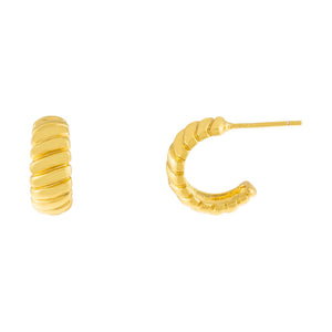 Gold Ridged Hoop Earring - Adina Eden's Jewels