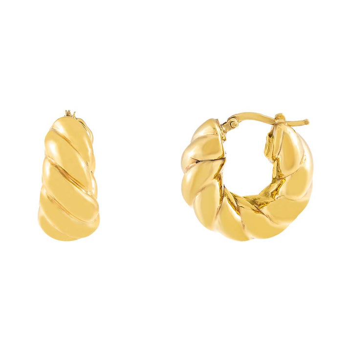 14K Gold Retro Hoop Earring 14K - Adina Eden's Jewels
