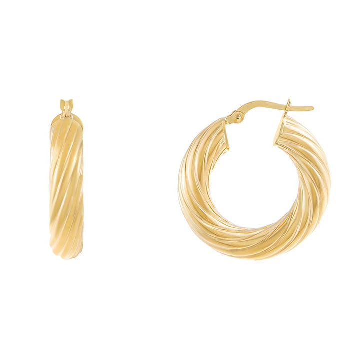 14K Gold / 26MM Round Twisted Hoop Earring 14K - Adina Eden's Jewels