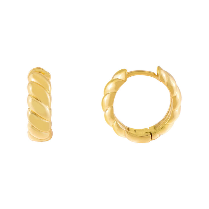 Gold Mini Ridged Huggie Earring - Adina Eden's Jewels