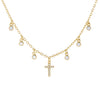 Gold CZ Bezel Cross Necklace - Adina Eden's Jewels
