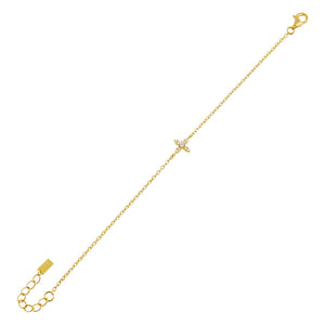 Gold CZ Crystal 4 Petal Flower Bracelet - Adina Eden's Jewels