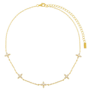  CZ 4 Petal Flower Choker - Adina Eden's Jewels
