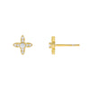 Gold CZ Crystal 4 Petal Flower Stud Earring - Adina Eden's Jewels