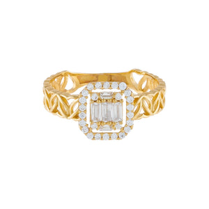  CZ Illusion Baguette Heart Band 14K - Adina Eden's Jewels