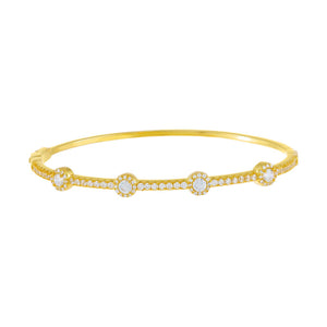 Gold CZ Solitaire Bangle - Adina Eden's Jewels