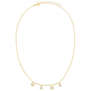  Mini Pavé 'MAMA' Block Name Necklace - Adina Eden's Jewels