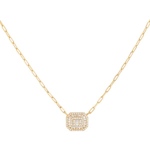 Gold CZ Colored Illusion Baguette Link Necklace - Adina Eden's Jewels