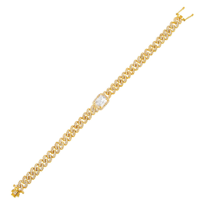 Gold CZ Colored Baguette Chain Link Bracelet - Adina Eden's Jewels