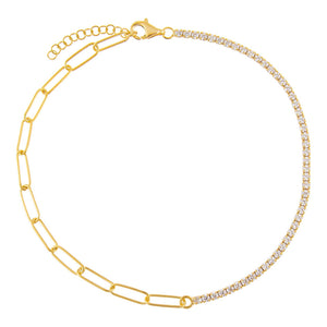 Clear Tennis X Link Anklet - Adina Eden's Jewels