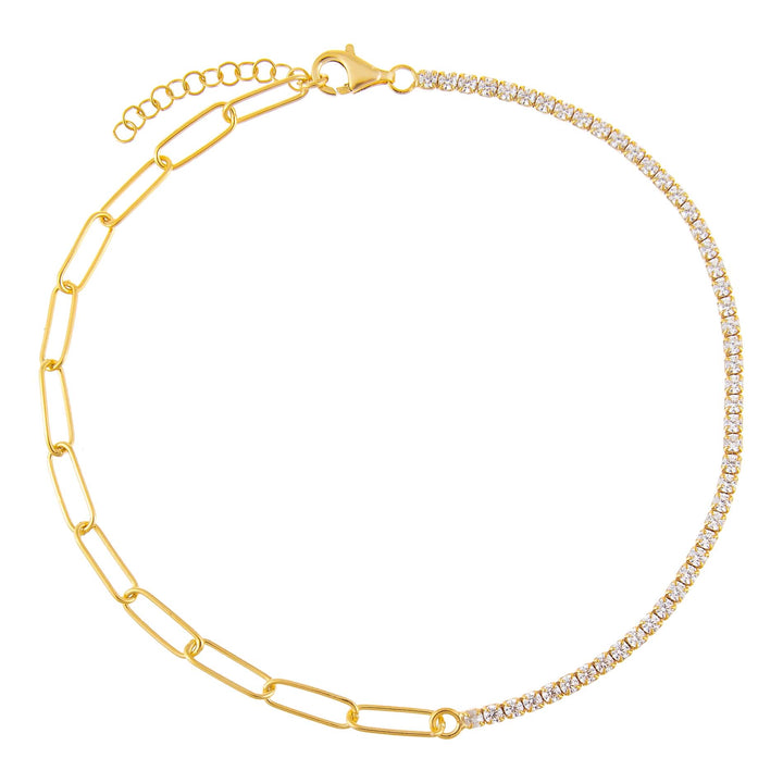 Clear Tennis X Link Anklet - Adina Eden's Jewels