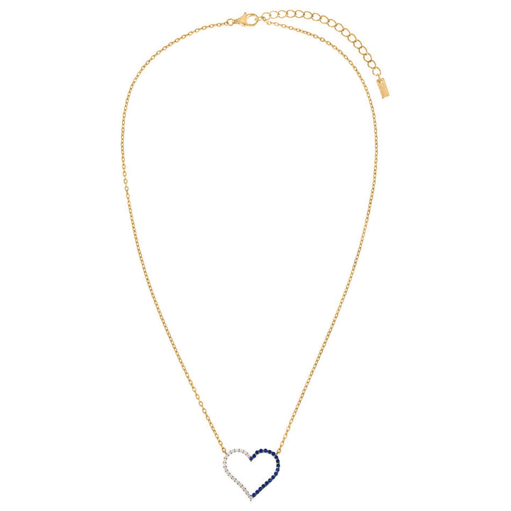  CZ Colored Two Tone Open Heart Necklace - Adina Eden's Jewels
