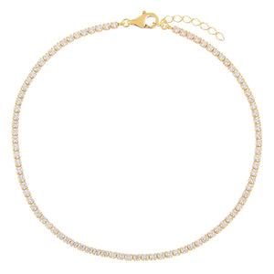 Gold / 2 MM Thin Tennis Anklet - Adina Eden's Jewels