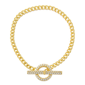 Gold Pavé Cuban Toggle Bracelet - Adina Eden's Jewels