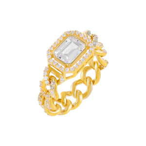  CZ Colored Cuban Chain Ring - Adina Eden's Jewels