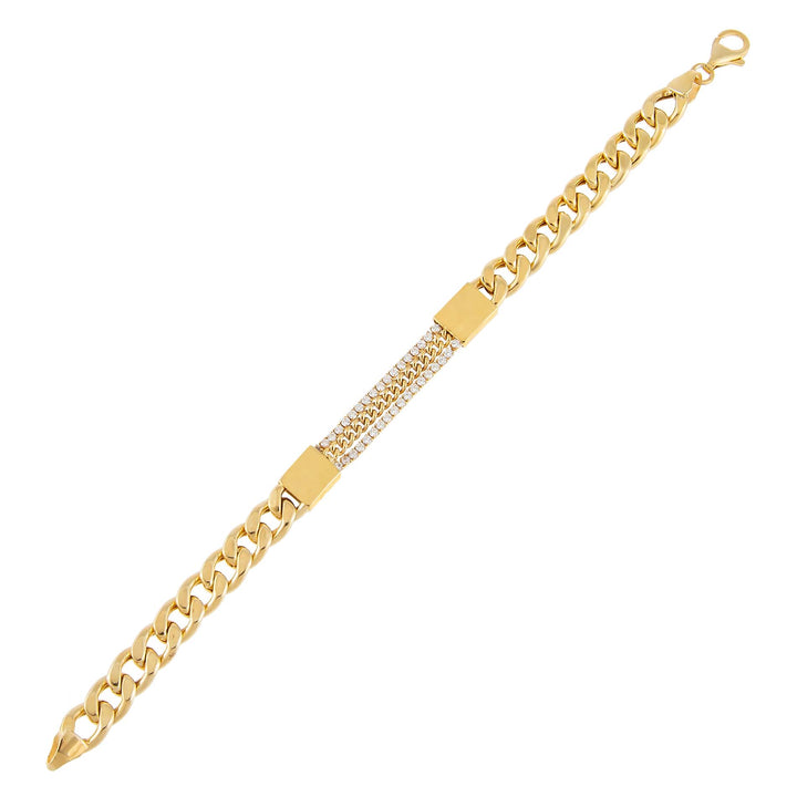 Gold Tennis X Cuban Chain Bracelet - Adina Eden's Jewels