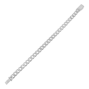 14K White Gold Diamond Cuban Chain Link Bracelet 14K - Adina Eden's Jewels