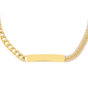Gold Tennis X Cuban Chain Bar Choker - Adina Eden's Jewels